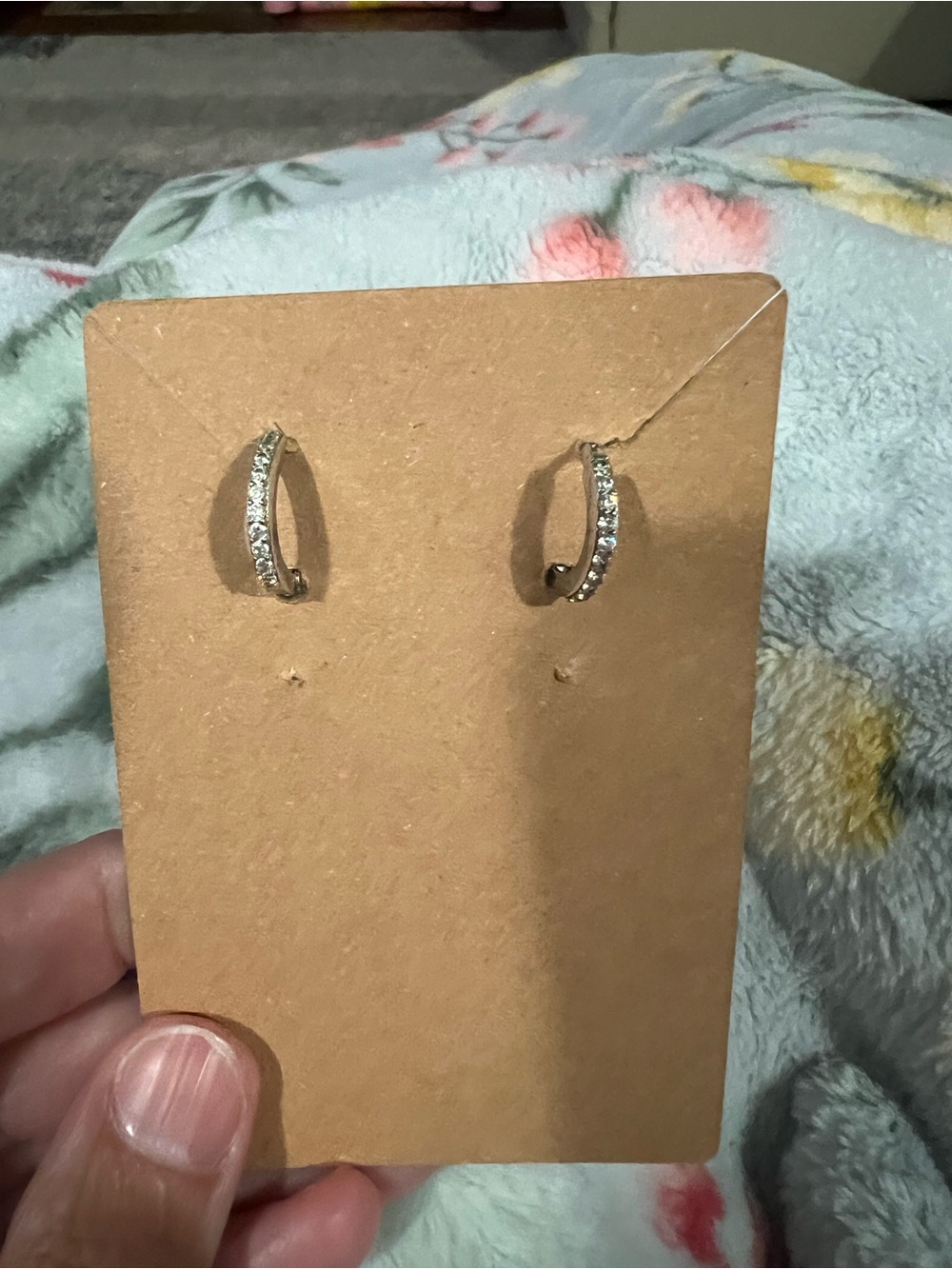 Sterling Silver Crystal Hoop Earrings - White